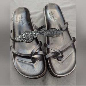 Mila Paoli Metallic Sandals with Embellishments